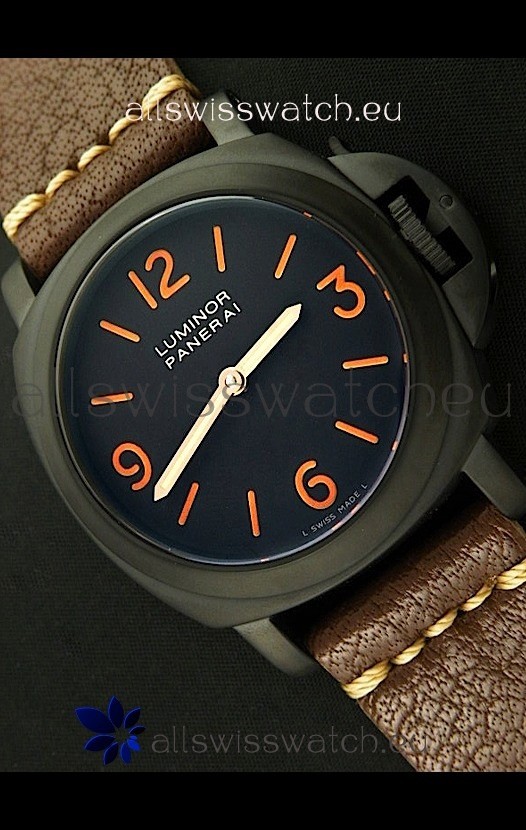IMG_9085 Panerai Luminor Marina Black Seal PVD in Dark Brown Strap Replica 2