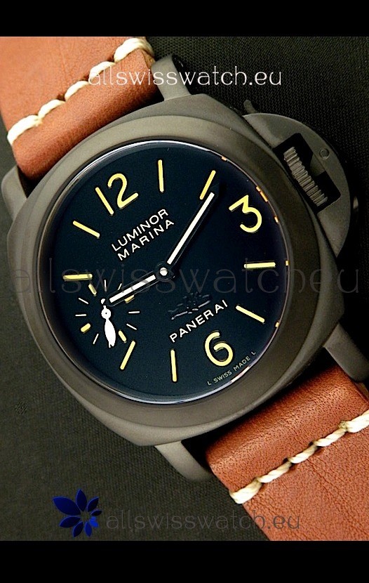 IMG_9085 Panerai Luminor Marina Black Seal PVD in Brown Strap Replica 2