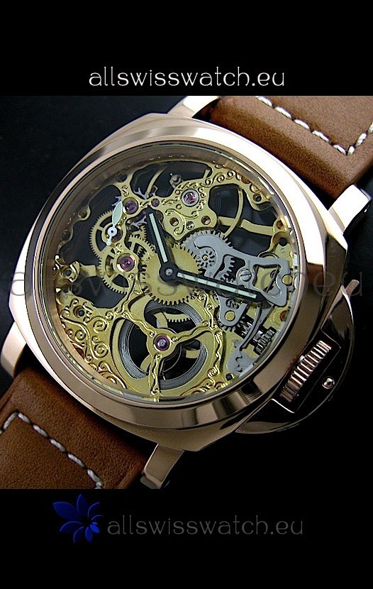 IMG_9085 Panerai Luminor Skeleton Dial in Rose Gold Casing Replica 2