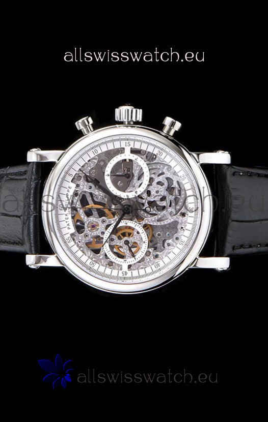 IMG_9085 Patek Philippe Complications Skeleton Chronograph in 904L Steel Case Replica 2