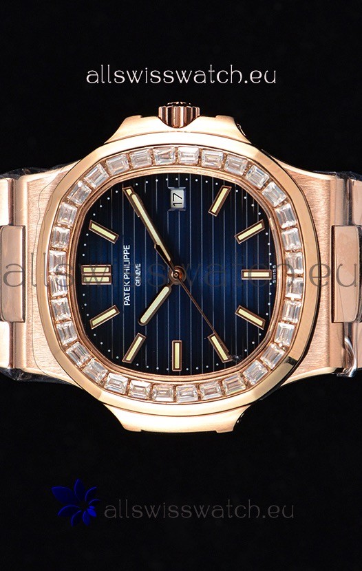 IMG_9085 Patek Philippe Nautilus 5711/1R 1:1 Mirror - Baguette Diamonds Bezel Replica 2