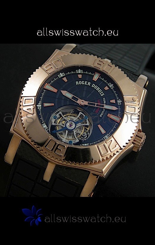 IMG_9085 Roger Dubuis Tourbillon Excalibur Swiss in Blue Dial Replica 2