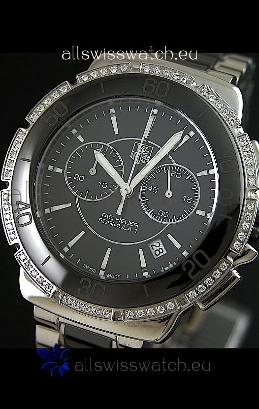 IMG_9085 Tag Heuer Formula 1 Chronograph Ceramic Ladies in Diamond Bezel Replica 2
