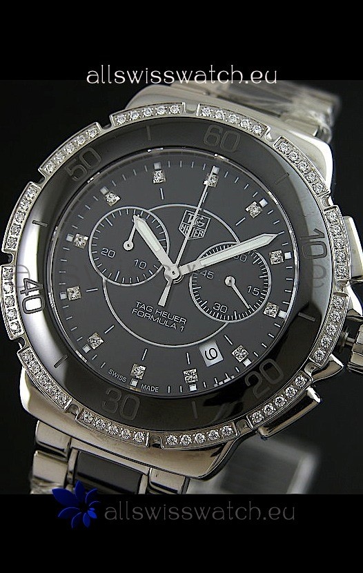 IMG_9085 Tag Heuer Formula 1 Chronograph Ceramic Ladies in Black Dial Replica 2