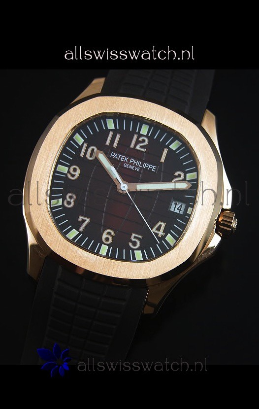IMG_9085 Patek Philippe Aquanaut Jumbo Rose Gold 1:1 Mirror - Wine Colored Dial Replica 2