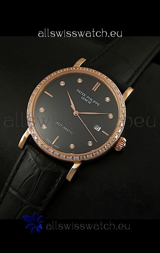 IMG_9085 Patek Philippe Calatrava 5298in Pink Gold Casing - Diamonds Hours Replica 2
