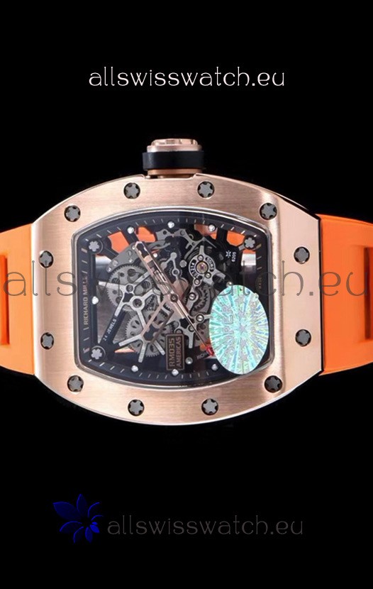 IMG_9085 Richard Mille RM035 AMERICAS 18K Rose Gold in Orange Strap Replica 2
