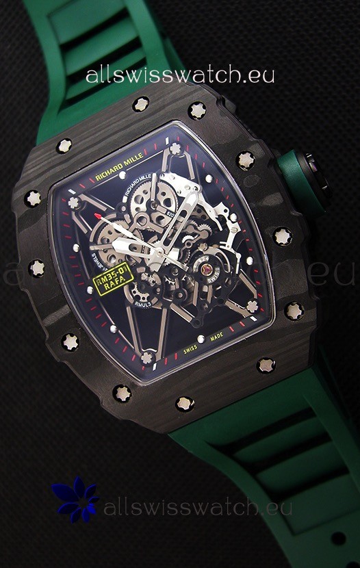 Richard Mille RM35-01 Rafael Nadal Forged Carbon Case with Green Strap  Replica 2