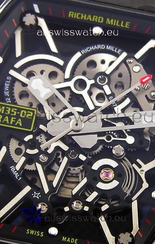 IMG_9085 Richard Mille RM35-02 Rafael Nadal Forged Carbon Case with Green Strap Replica 2