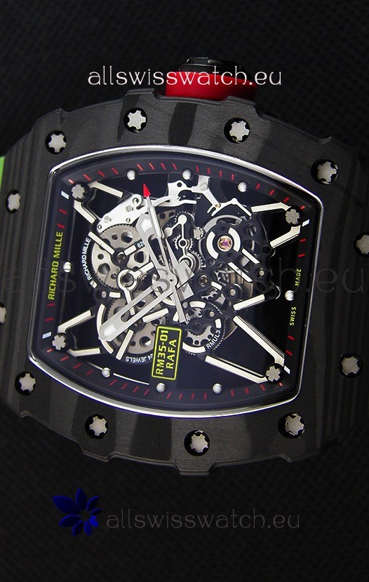 IMG_9085 Richard Mille RM35-01 Rafael Nadal Forged Carbon Case with Camouflage Rubber Strap Replica 2