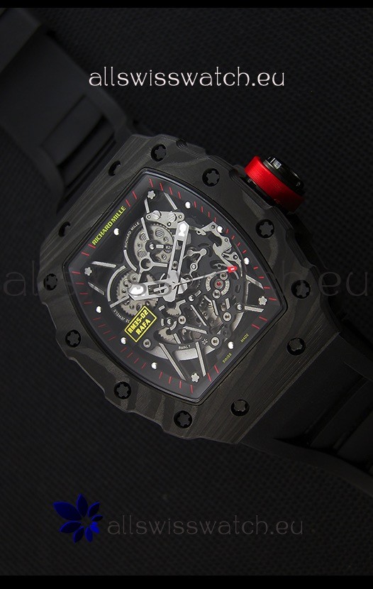 IMG_9085 Richard Mille RM35-2 Rafael Nadal Forged Carbon Case with Black Rubber Strap Replica 2