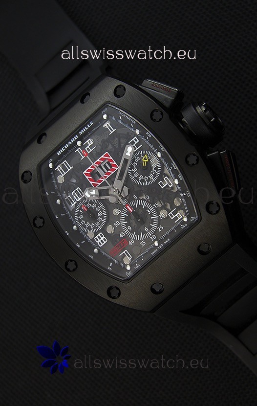 IMG_9085 Richard Mille RM011-FM Felipe Massa Black Ceramic Case in Black Strap Replica 2