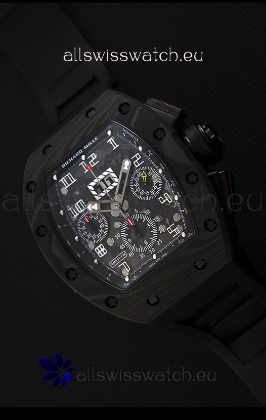 IMG_9085 Richard Mille RM011-FM Felipe Massa One Piece Black Forged Carbon Case in Black Strap Replica 2
