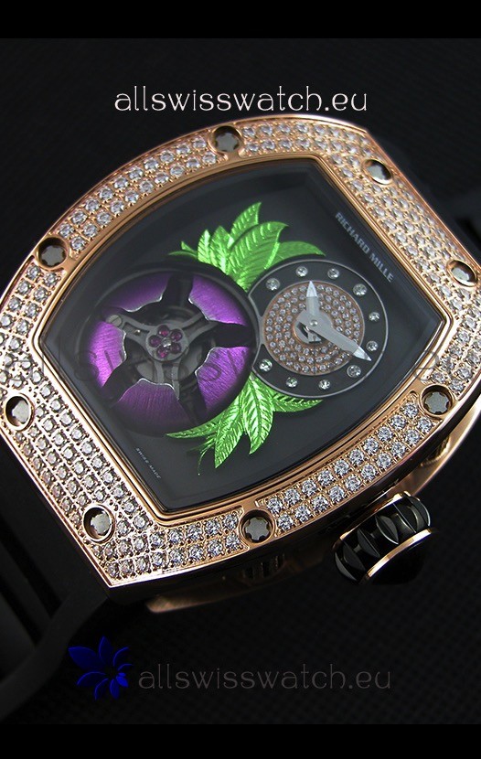Richard Mille 19-02 Tourbillon Fleurin Pink Gold Replica 2