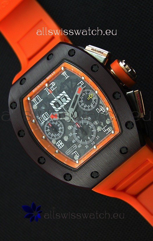 Richard Mille RM011-FM Felipe Massa One Piece Ceramic Case in Orange Strap Replica 2