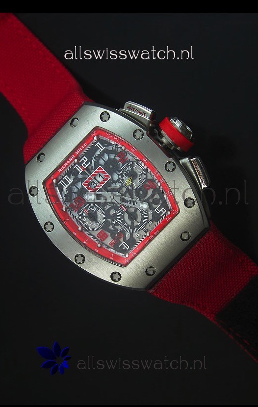 IMG_9085 Richard Mille RM011 Filipe Massa Titanium Casein Red Nylon Strap Replica 2