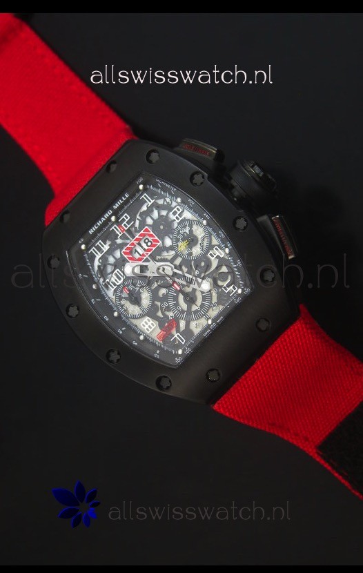 IMG_9085 Richard Mille RM011 Filipe Massa PVDin Red Nylon Strap Replica 2