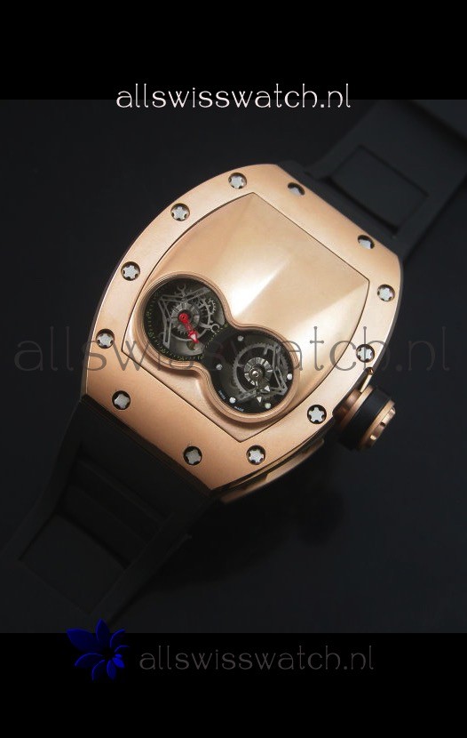 IMG_9085 Richard Mille RM053 Tourbillon Pablo Mac Donough Pink Gold Case Black Strap Replica 2