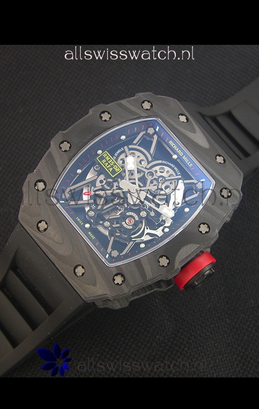 IMG_9085 Richard Mille RM035-2 Rafael Nadal Forged Carbon Case with Red Crown Replica 2