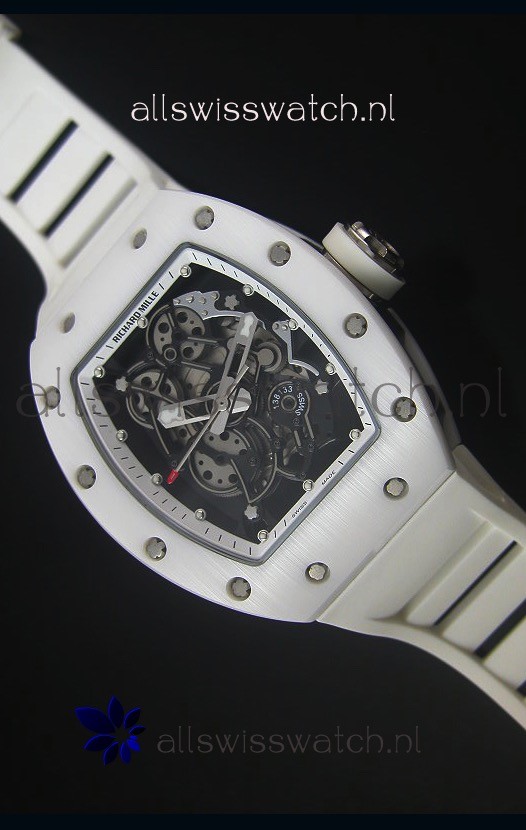 IMG_9085 Richard Mille RM055 White Ceramic Case in White Inner Bezel Replica 2