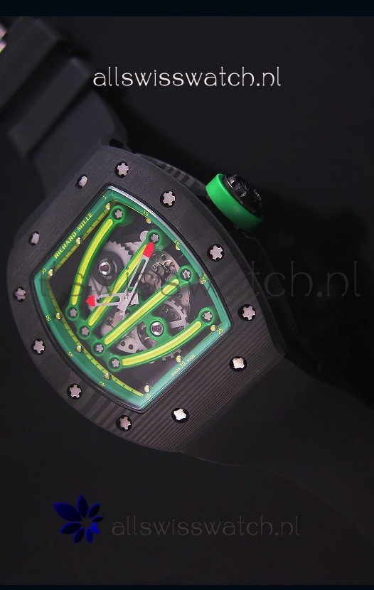 IMG_9085 Richard Mille RM059 Yohan Blake Forged Carbon Casein Green Bezel Replica 2