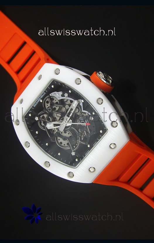 IMG_9085 Richard Mille RM055 White Ceramic Case in Black Inner Bezel Replica 2