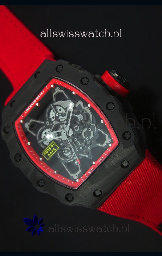 IMG_9085 Richard Mille RM35-01 Rafael Nadal EditionRed Nylon Strap Replica 2