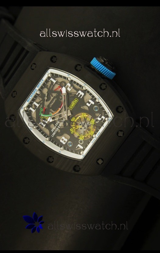 IMG_9085 Richard Mille RM036 Jean Todt Forged Carbon Bezel Titanium - All White/Blue Edition Replica 2