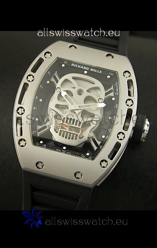 IMG_9085 Richard Mille RM052 Skull Tourbillonin Brushed Steel Case Replica 2