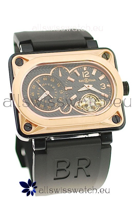 IMG_9085 Bell and Ross BR Minuteur Tourbillon Gold in Black Dial Replica 2