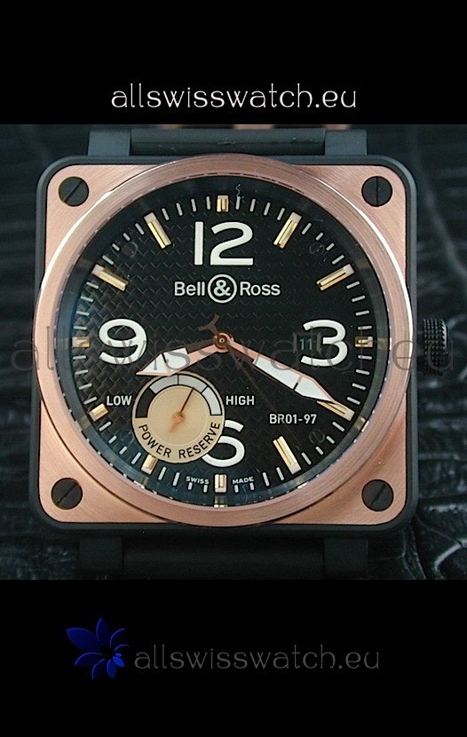 IMG_9085 Bell and Ross BR01 97 Power Reserve Rose Gold in Black Dial Replica 2