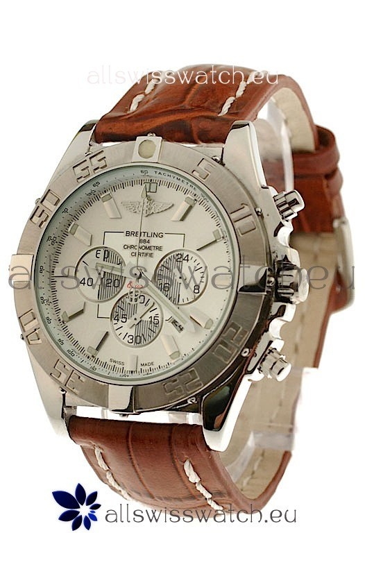 IMG_9085 Breitling Chronograph Chronometre Japanese in Brown Strap Replica 2