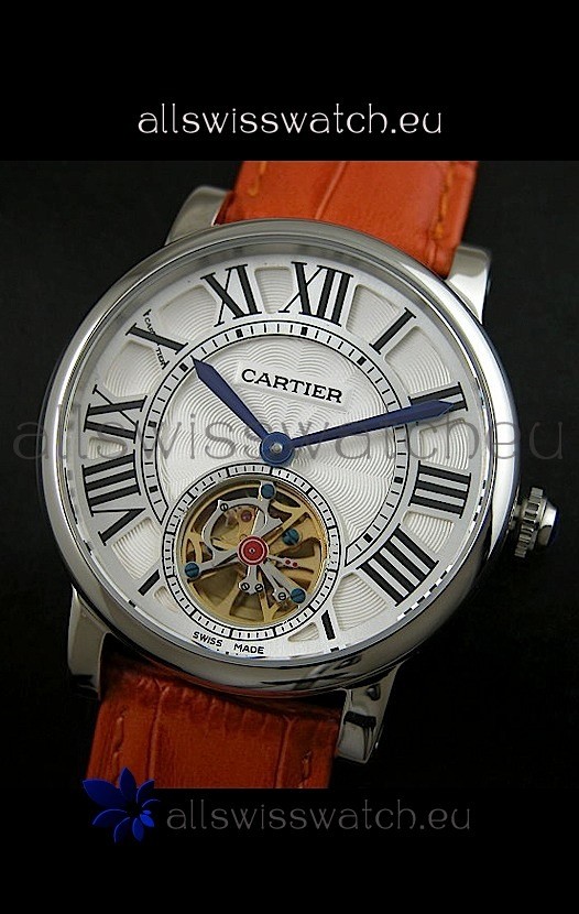 Cartier Ronde de Tourbillon in Brown Strap Replica 2