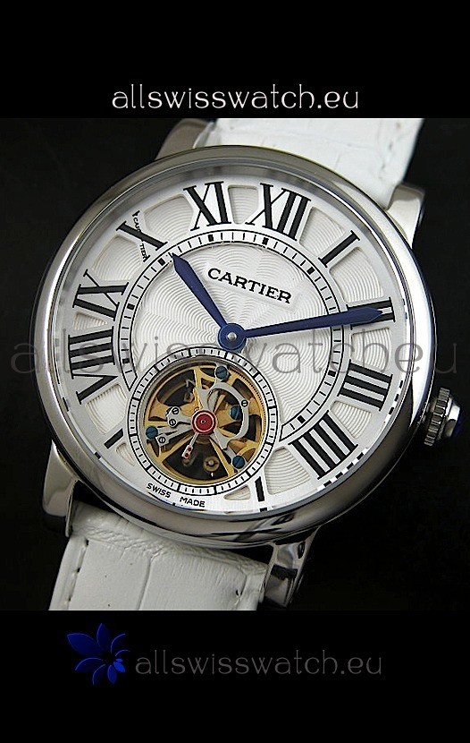IMG_9085 Cartier Ronde de Tourbillon in White Strap Replica 2