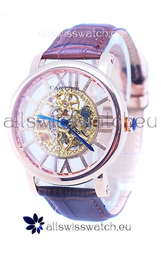 IMG_9085 Ronde De Cartier Skeleton Rose Gold Replica 2