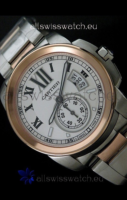 IMG_9085 Cartier Calibre de Rose Gold in White Dial Replica 2