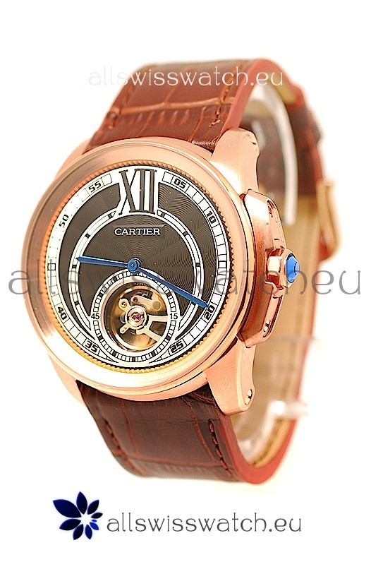 IMG_9085 Calibre de Cartier Flying Tourbillon Rose Gold in Black Dial Replica 2