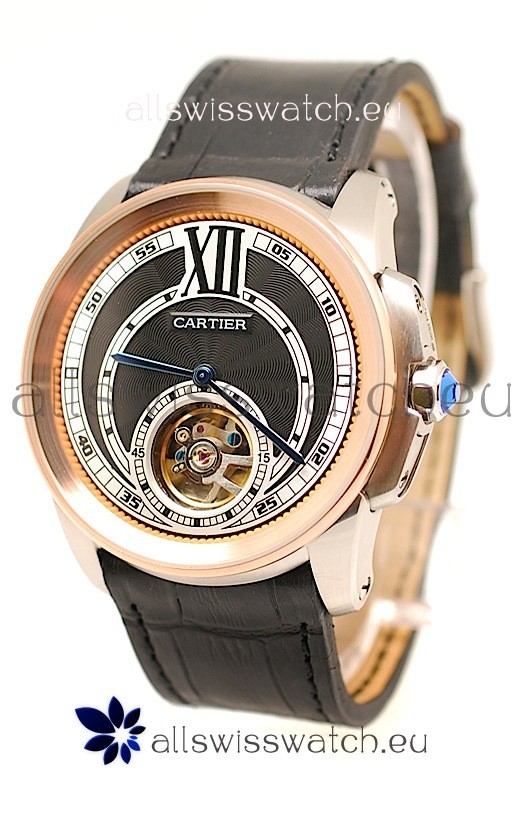 IMG_9085 Calibre de Cartier Flying Tourbillon Rose Gold in Black Dial Replica 2