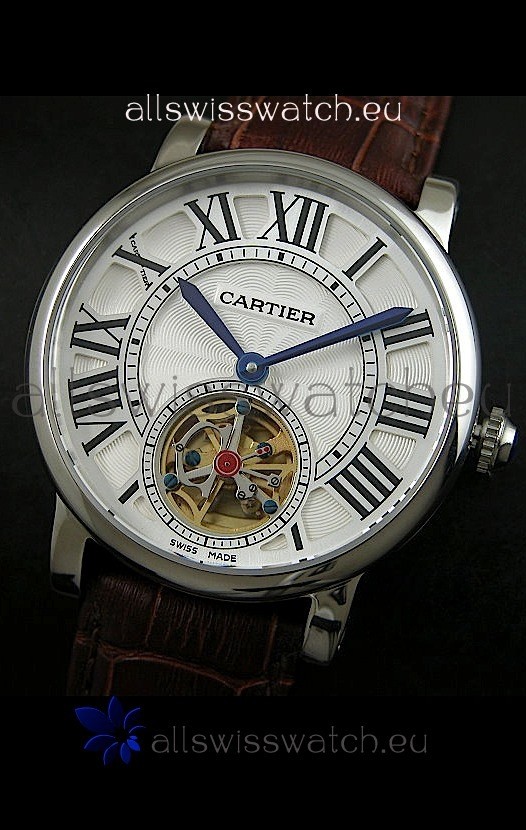 IMG_9085 Cartier Ronde de Tourbillon in Brown Strap Replica 2