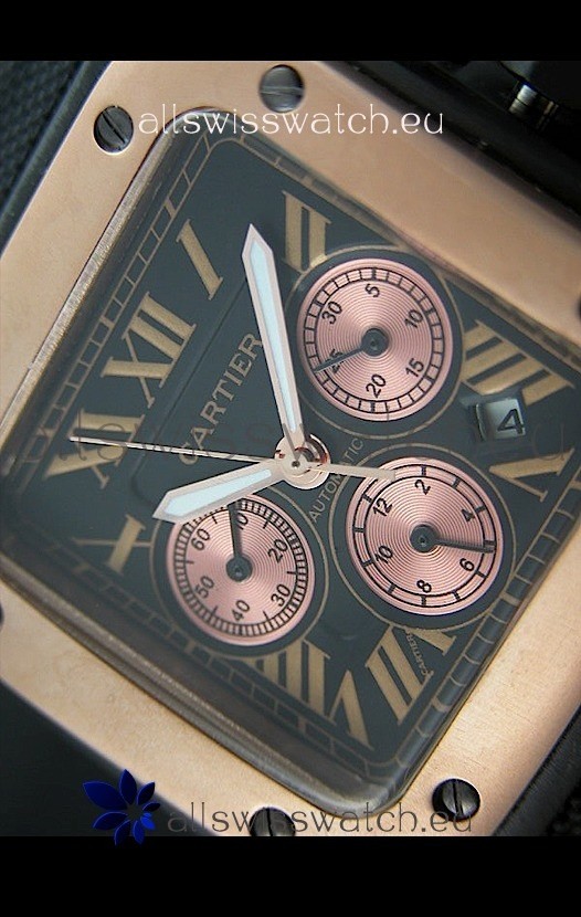 IMG_9085 Cartier Santos 100 in Black Strap Replica 2