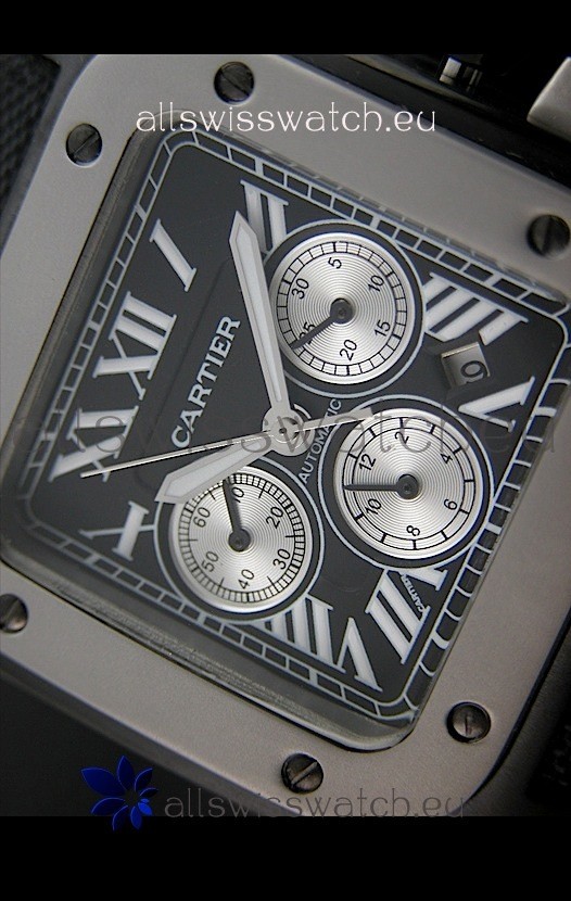 IMG_9085 Cartier Santos 100 in Black Dial Replica 2