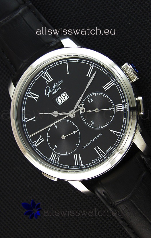 IMG_9085 Glashuette Dual Sub Dial in Black Dial Replica 2