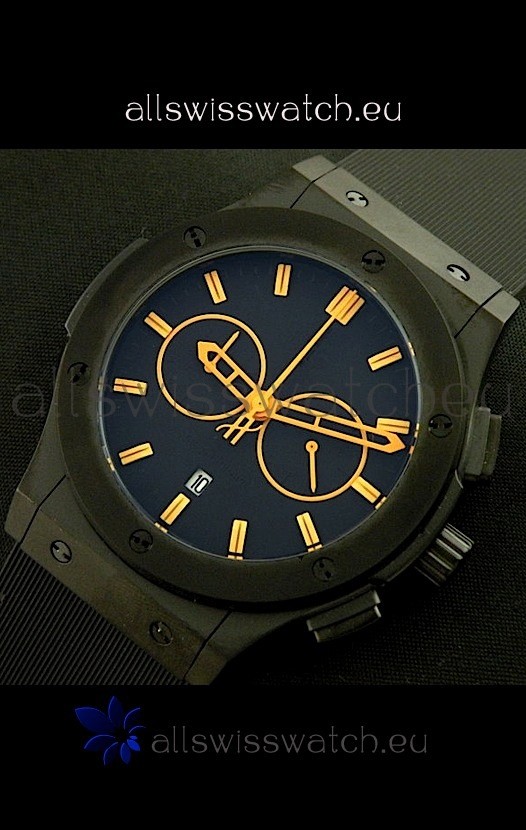 Hublot Big Bang Classic Fusion Chrono with Yellow Markers Ceramic Case Replica 2