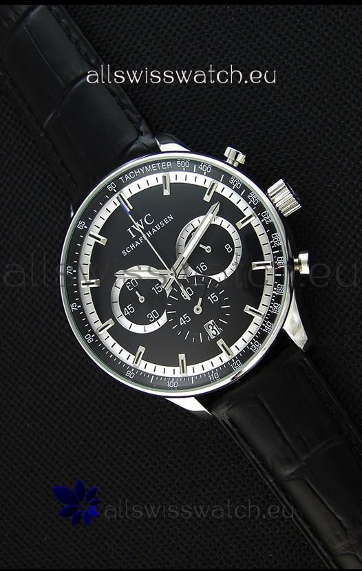IMG_9085 IWC Schaffhausen Quartz Movement in Black Dial Replica 2