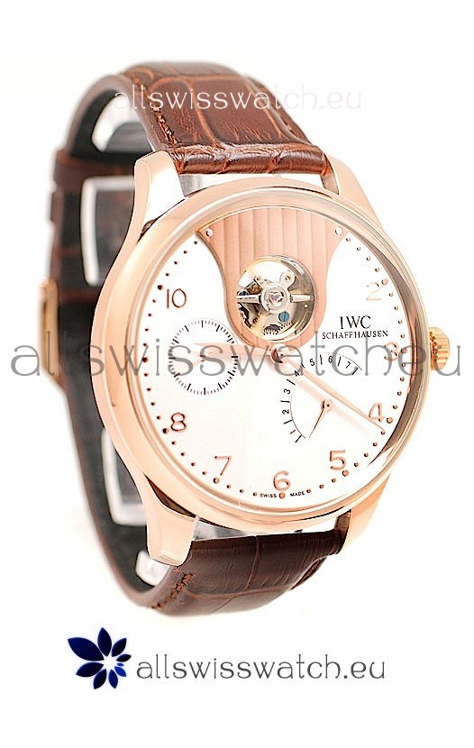 IMG_9085 IWC Portuguese Tourbillon Mystere Rose Gold in White Dial Replica 2