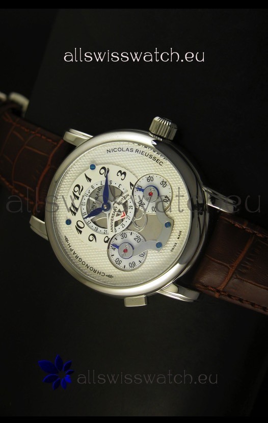 Mont Blanc Nicolas Riessec Stainless Steel Case in White Dial Replica 2