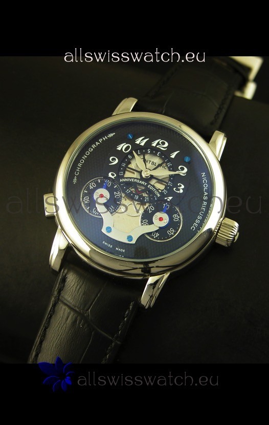 IMG_9085 Mont Blanc Nicolas Riessec Stainless Steel Case in Black Dial Replica 2