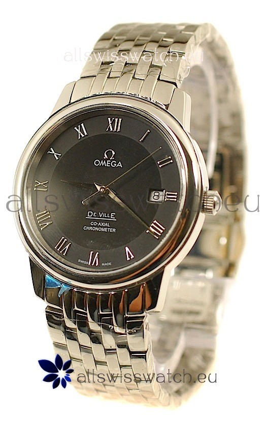 Omega Co-Axial Deville Steel in Black Dial Replica 2