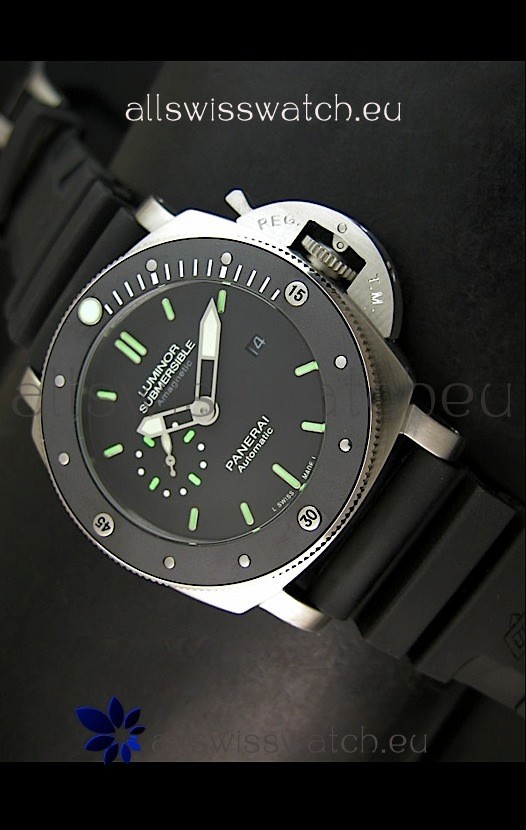 IMG_9085 Panerai Luminor Submersible PAM389 Stainless Steel Replica 2
