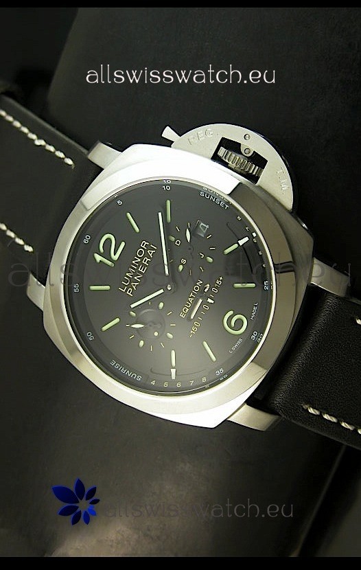 IMG_9085 Panerai PAM365 L’Astronomo Luminor 1950 GMT Equation of Time Black Dial Steel Replica 2